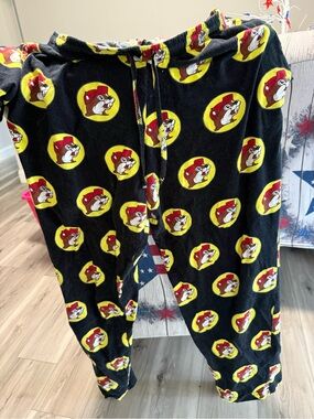 Buc-ees Pajama Pants Adult Medium Black All Over Print Logo Drawstring Pre-Owned